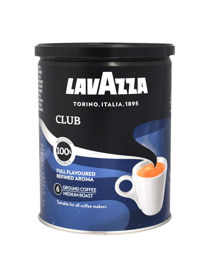 4 x LAVAZZA CLUB Medium Roast Ground Coffee Premium Arabica Tin 250g 8.8oz