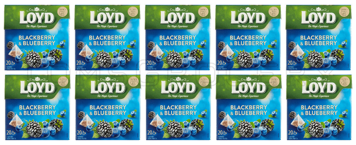 10 LOYD BLACKBERRY & BLUEBERRY Flavor Fruit Tea Pyramid Teabags (200 servings)