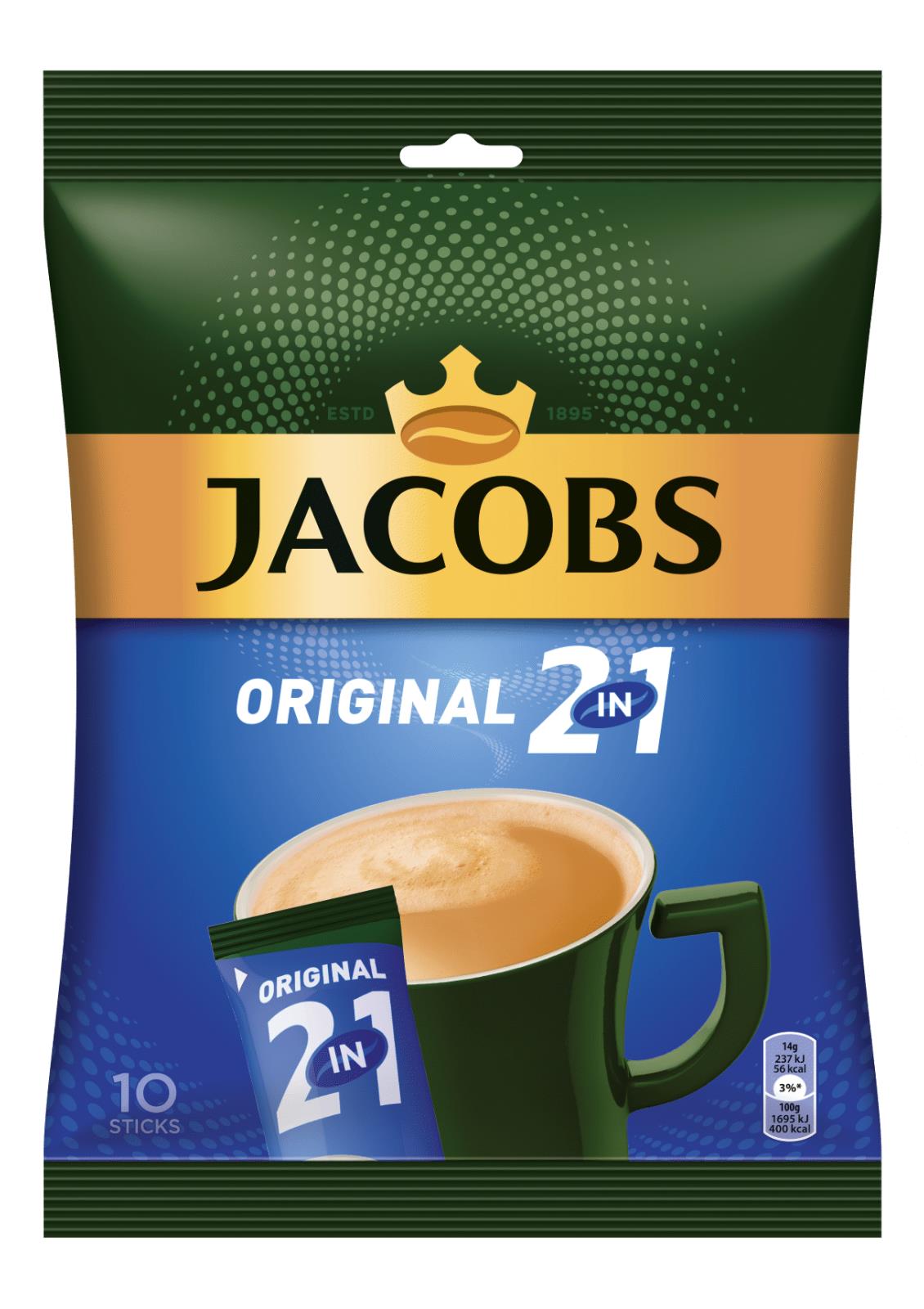 JACOBS Original 2in1 Instant Coffee Sticks Bag (10 servings) 140g 4.9oz