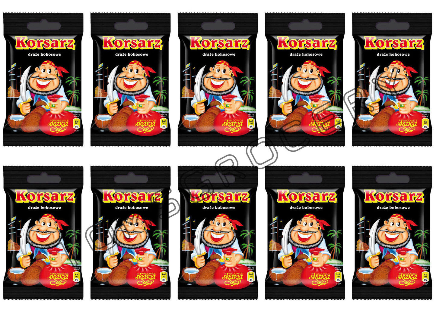 10 KORSARZ PIRATE Retro Dragee Chocolate Covered Coconut Cream Balls 70g 2.6oz
