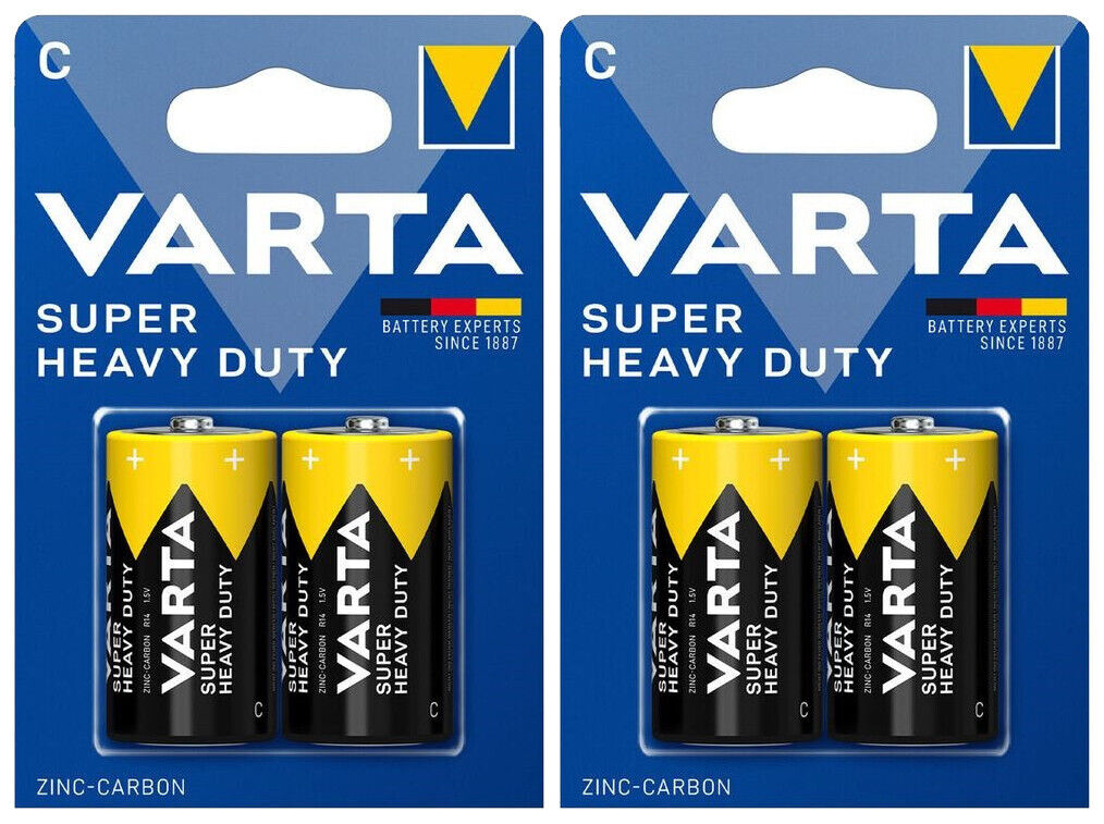 4 VARTA SUPER HEAVY DUTY Size C R14 MN1400 2014 Batteries 1.5V