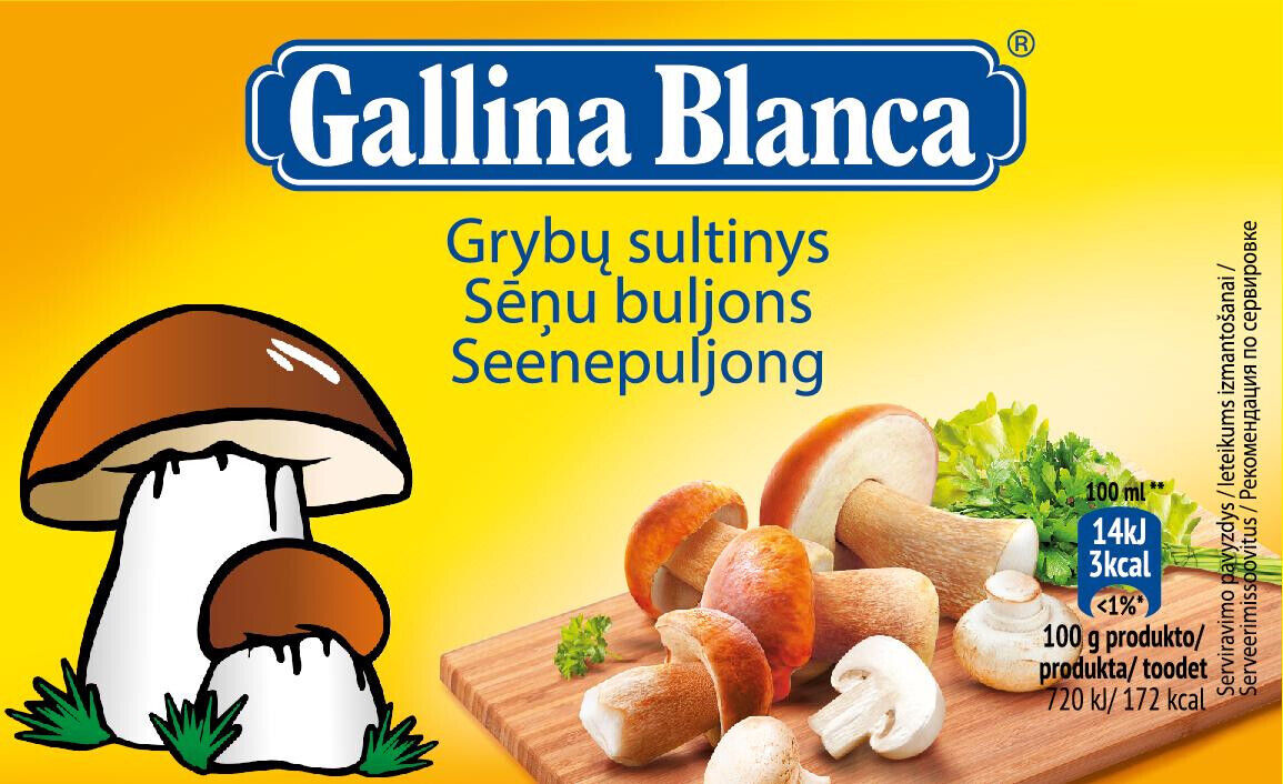 GALLINA BLANCA MUSHROOM Soup Cubes Bouillon Broth 80g 2.8oz