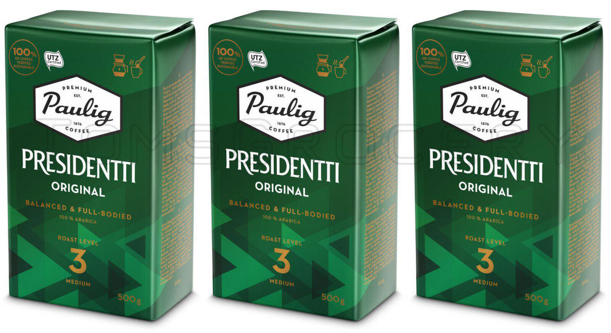 3 PAULIG PRESIDENTTI Medium Roast Balanced & Full Bodied Ground Coffee 500g 18oz