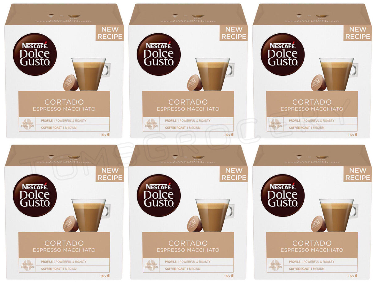6 NESCAFE CORTADO Espresso Macchiato Boxes Dolce Gusto Instant Coffee Capsules