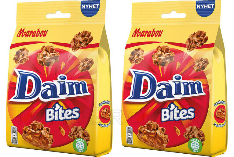 2 MARABOU DAIM Chocolate Bites with Caramel Crisps 145g 5oz