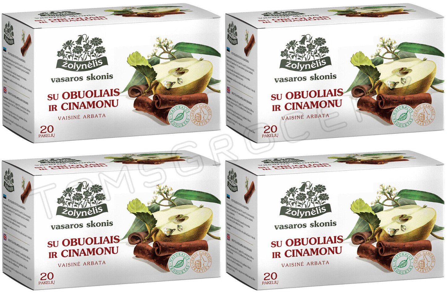 4 NATURAL FRUIT TEA APPLE & CINNAMON Flavor Infusion 80 servings total Zolynelis