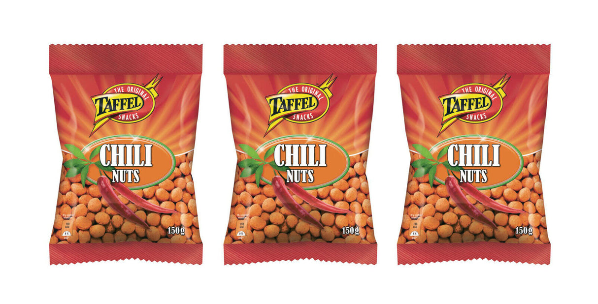 6 TAFFEL Chili Nuts Crispy Coated Peanuts 150g 5.3oz