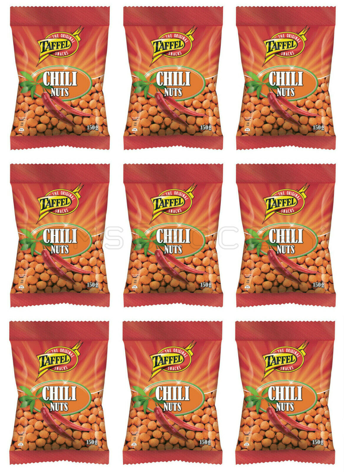 9 x TAFFEL Original Snacks Spicy Chili Flavor Nuts 150g 5.3oz