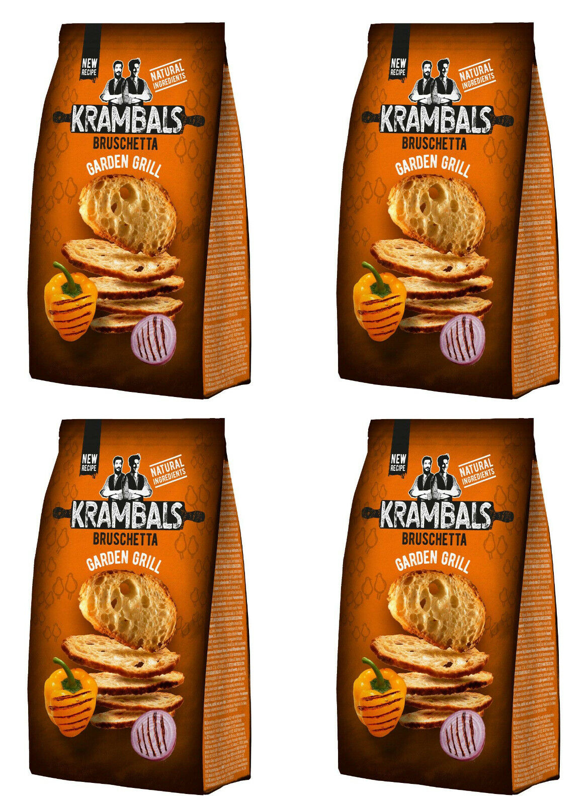 4 x KRAMBALS BRUSCHETTA Garden Grill Flavor Baked Bread Crisps Snacks 70g