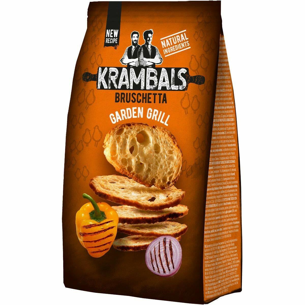 4 x KRAMBALS BRUSCHETTA Garden Grill Flavor Baked Bread Crisps Snacks 70g