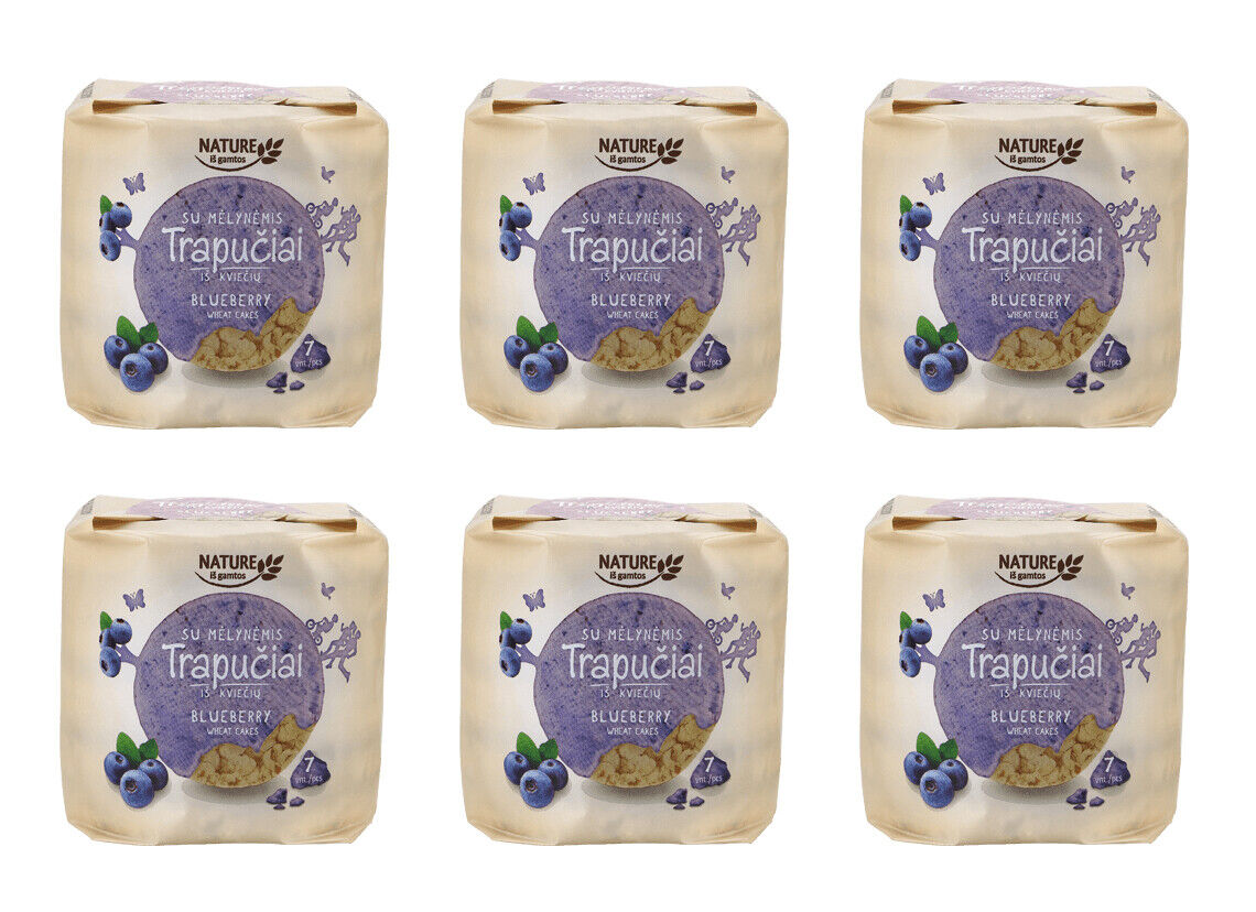 6 x Blueberry Wheat Cakes Glazed Healthy Snacks Treats Dessert 105g 3.7oz