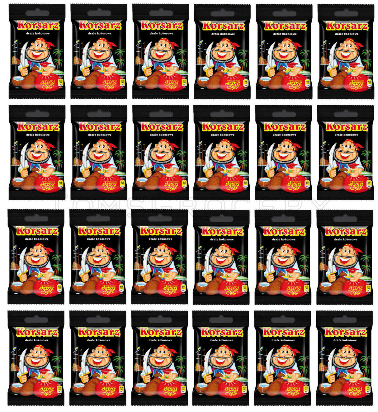 24 KORSARZ PIRATE Chocolate Covered Coconut Cream Retro Candy Dragee Bags 70g