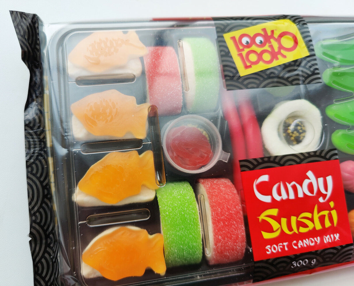 SUSHI CANDY NOVELTY PARTY TREATS Gummy Mix Sweets Tray Look O Look 300g 10oz