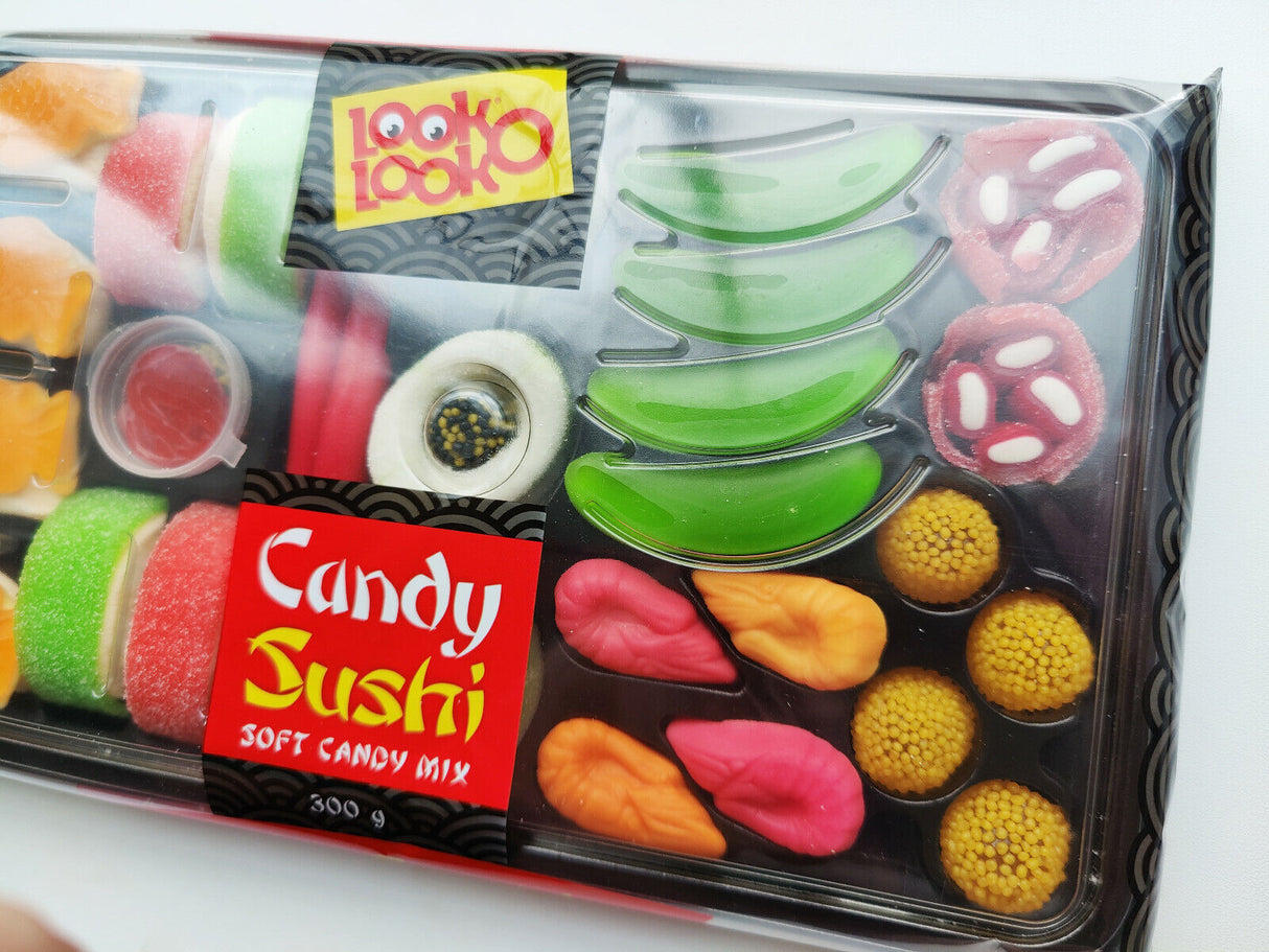 SUSHI CANDY NOVELTY PARTY TREATS Gummy Mix Sweets Tray Look O Look 300g 10oz