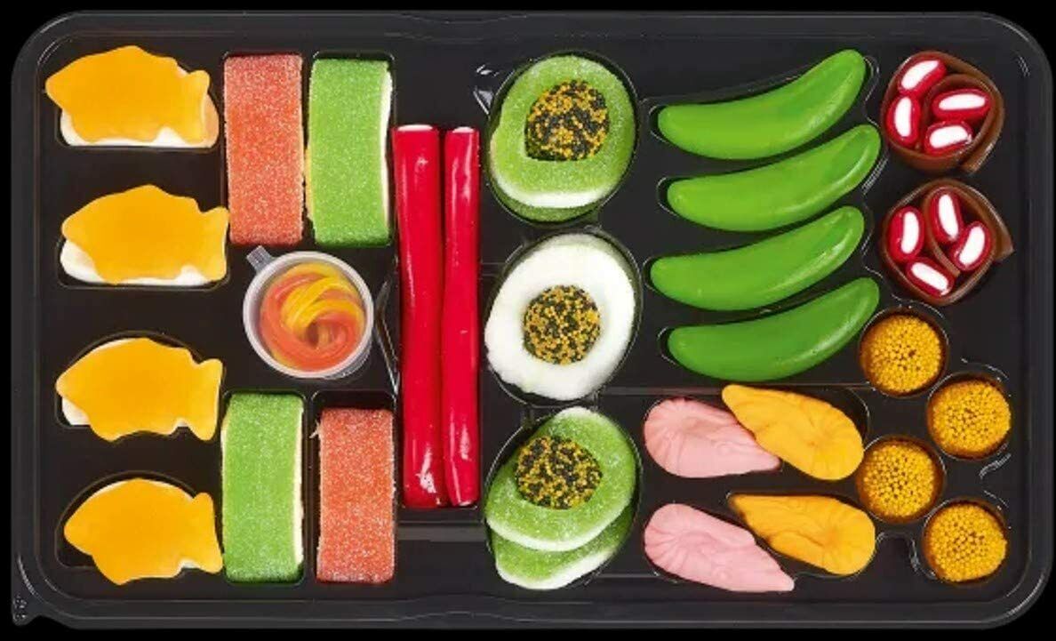 SUSHI CANDY NOVELTY PARTY TREATS Gummy Mix Sweets Tray Look O Look 300g 10oz