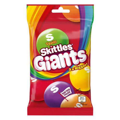4 SKITTLES GIANTS Bags 3 times Bigger Dragee Candy Fruit Sweets Treats 116g