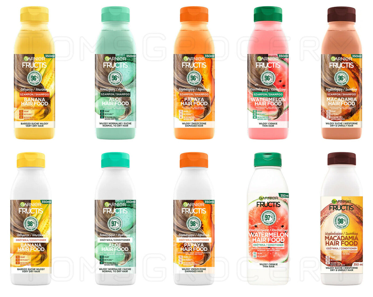 Garnier Hair Food Shampoo & Conditioner Vegan Nourishing Hydrating Repairing