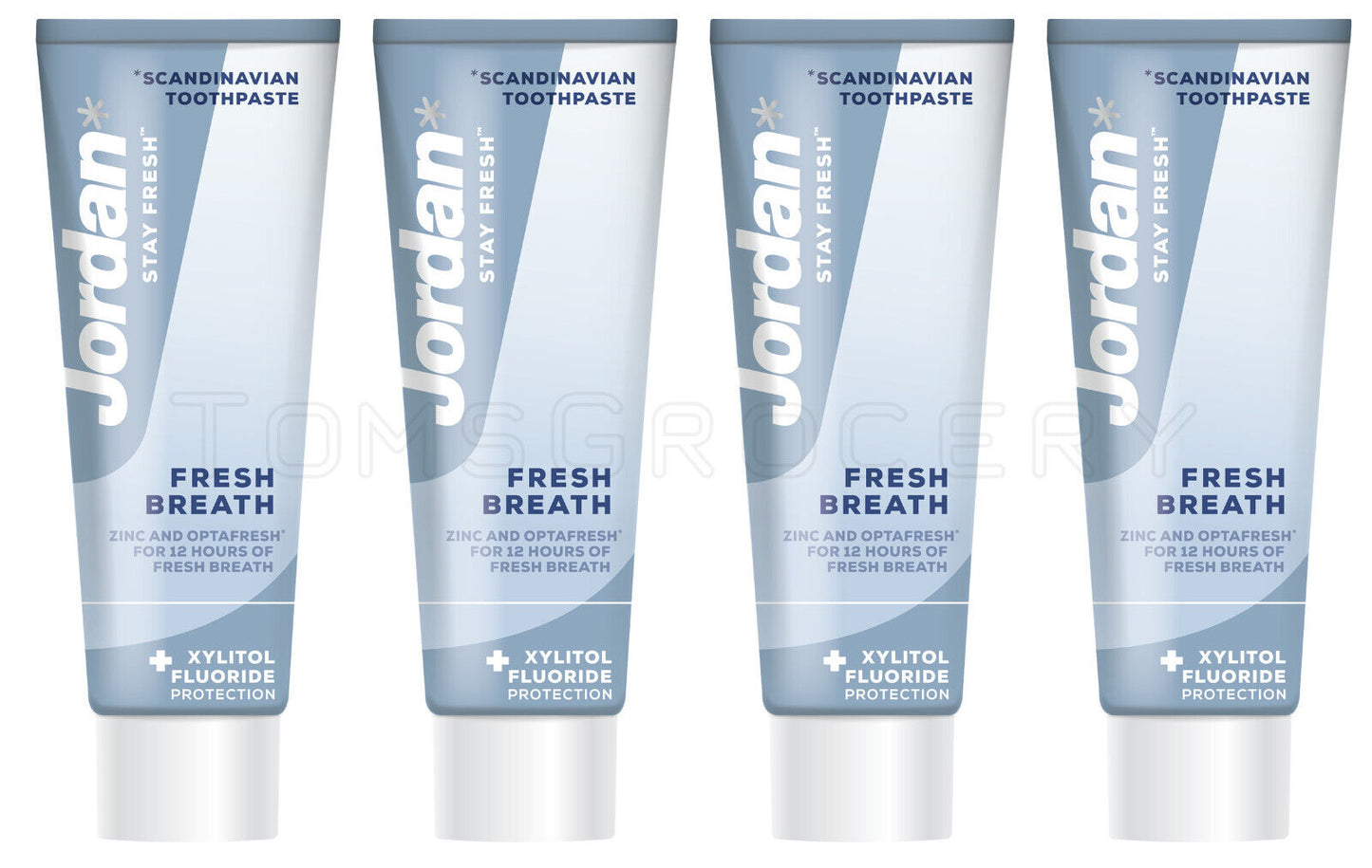4 x JORDAN FRESH BREATH Xylitol & Fluoride Protection Daily Toothpaste 75ml
