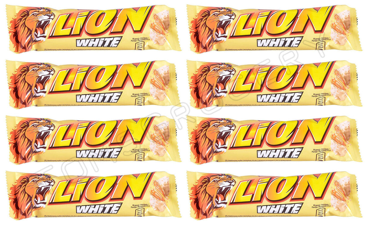 8 x LION WHITE Crisp & Creamy Chocolate Bars Sweets Candy