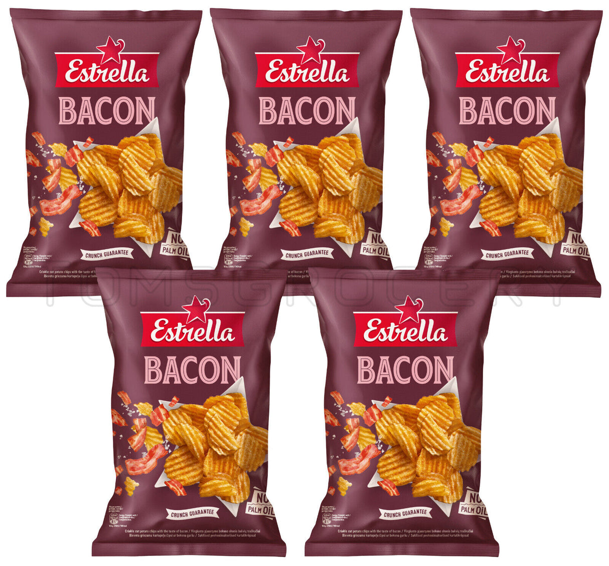 5 ESTRELLA BACON Flavor Potato Chips 130g 4.6oz