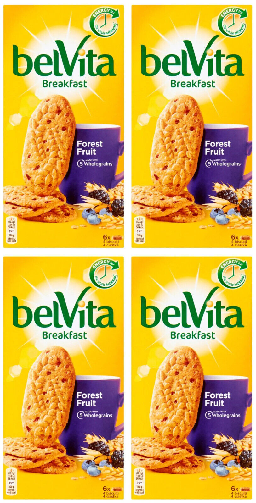 4 x BELVITA FOREST FRUITS Wholegrain Breakfast Biscuits Cookies 300g 10.5oz