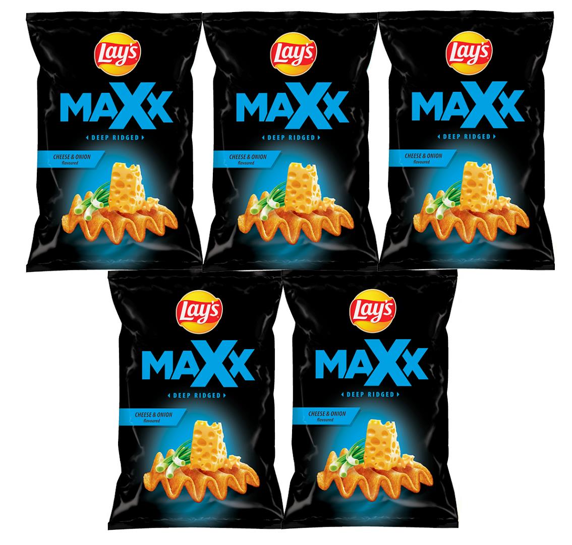 5 LAYS MAX Cheese & Onion Flavor Potato Chips Crisps Snacks 110g 3.88oz