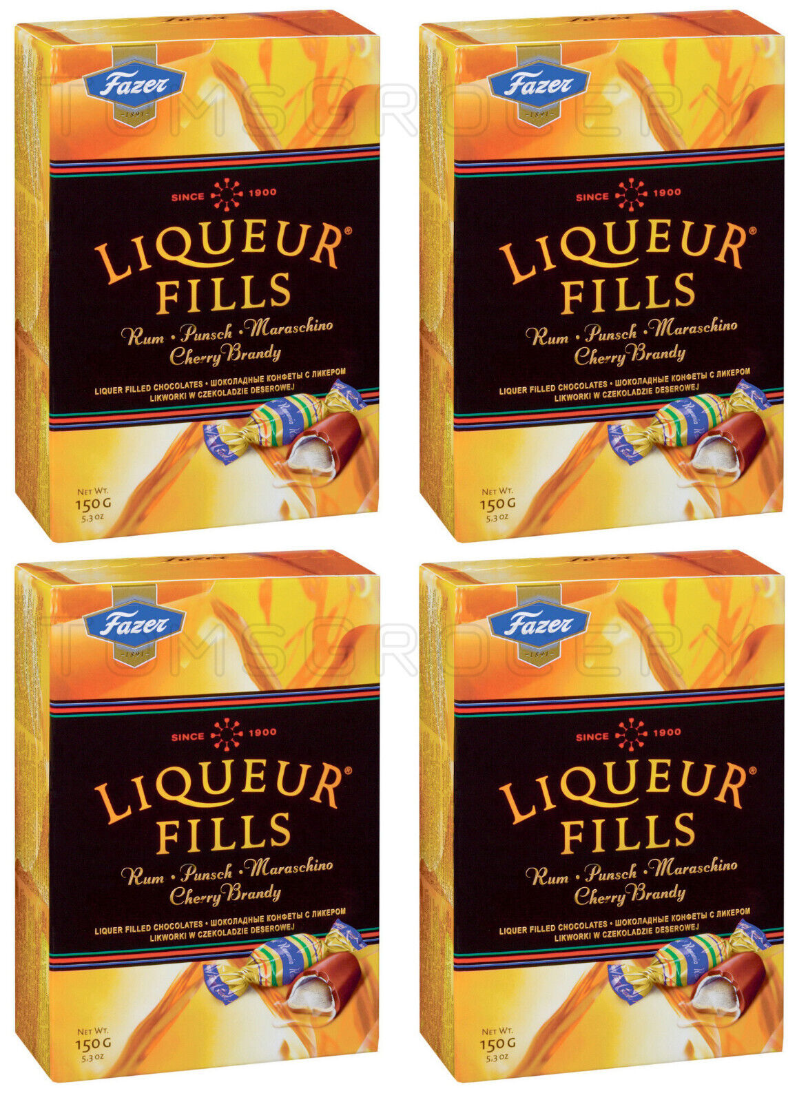 4 FAZER LIQUEUR FILLS Alcohol Filled Chocolate Candy Boxes 150g