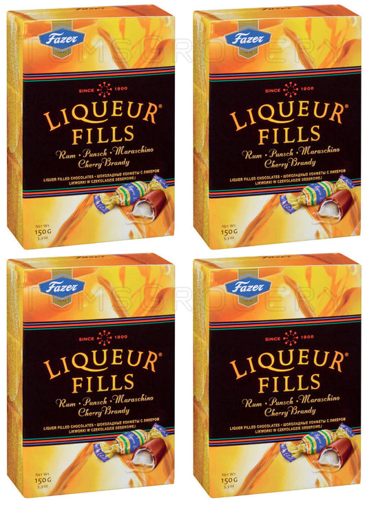 4 FAZER LIQUEUR FILLS Rum Punch Cherry Brandy Filled Chocolates 150g 5.3oz