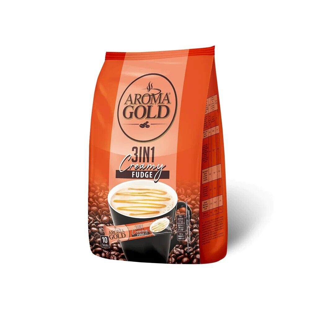 AROMA GOLD BURNT CARAMEL Flavor 3in1 Instant Coffee Sticks 170g 6oz