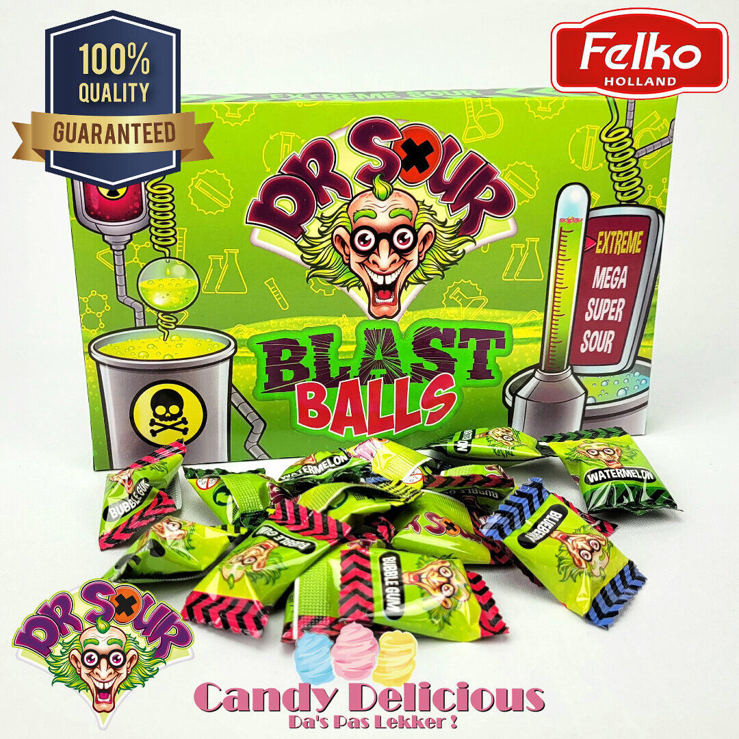 3 x DR. SOUR Blast Balls Extreme Sour Bubble Gum Candy Novelty Party Sweets