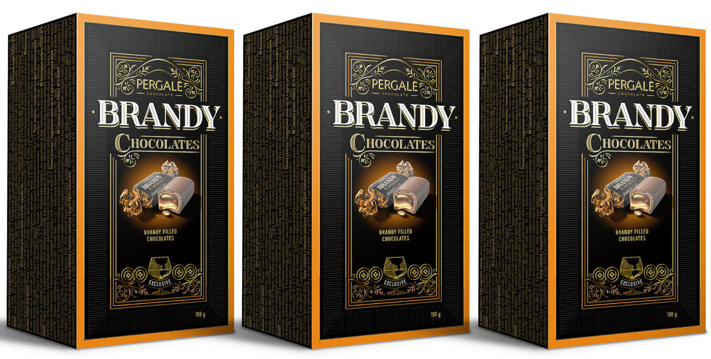 3 PERGALE BRANDY Liqueur Filled Chocolates Sweets Luxury Boxes 190g 6.7oz