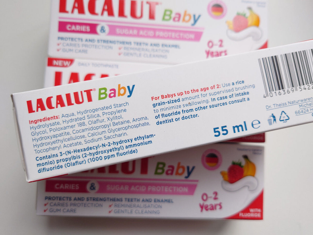 4 LACALUT Baby Toothpaste 0-2 Years Caries & Sugar Acid Protection 55ml