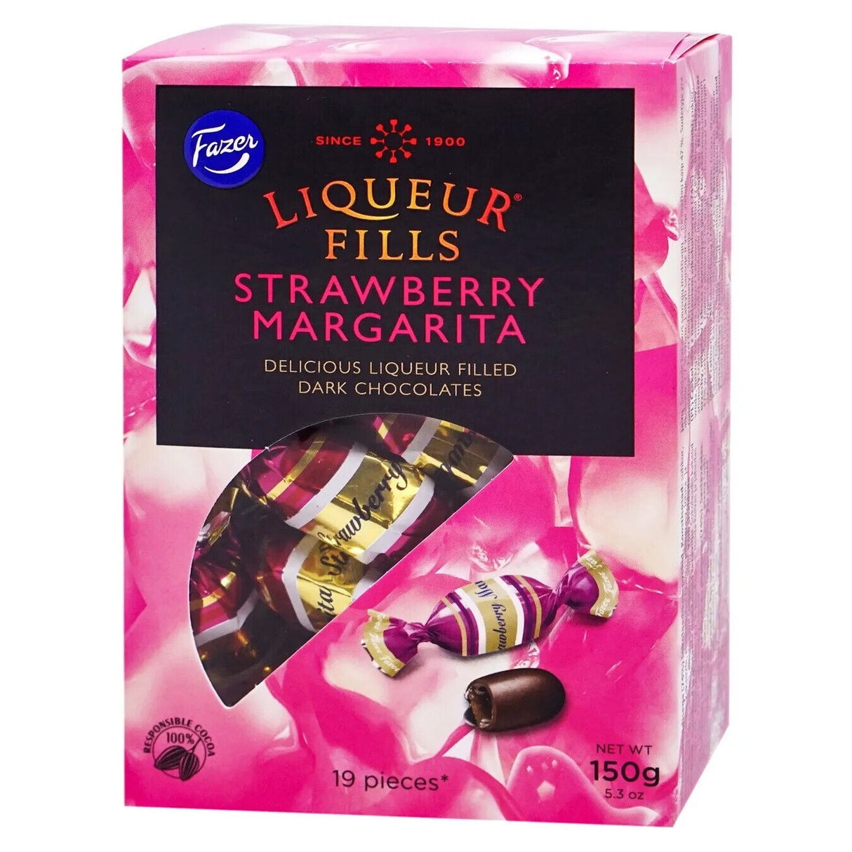 2 FAZER LIQUEUR FILLS Strawberry Margarita Filled Chocolate Candy Boxes 150g 5.3oz