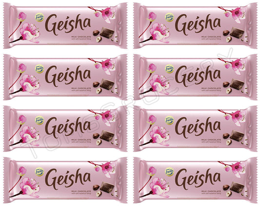 8 x FAZER GEISHA Milk Chocolate Bars with Hazelnut Filling European Sweets 100g