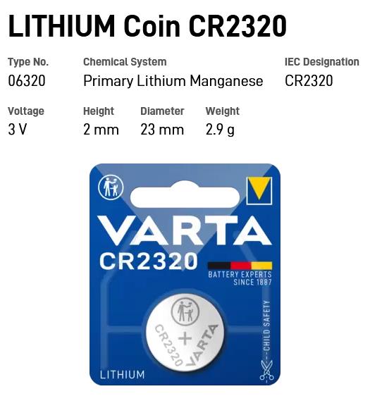 2 VARTA CR2320 LITHIUM Coin 3V 2320 6320 Button Cell Battery 135mAh