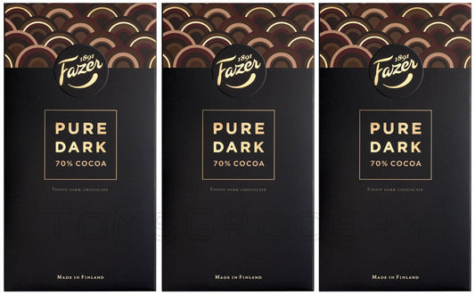 3 FAZER PURE DARK 70% Cocoa Finest Dark Chocolate Luxury Finland Sweets 95g