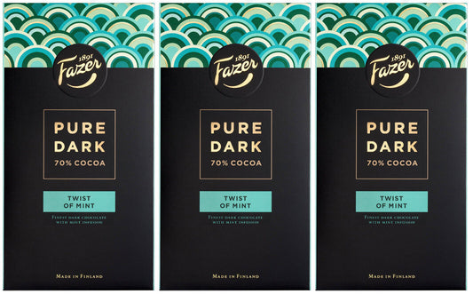3 FAZER PURE DARK MINT Finest Dark Chocolate 70% Cocoa Luxury Finland Sweets 95g