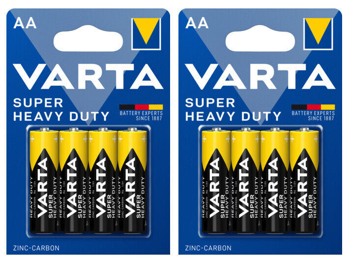 8 VARTA SUPER HEAVY DUTY AA 1.5V MN1500 LR6 15A U12 Zinc Carbon Batteries NEW