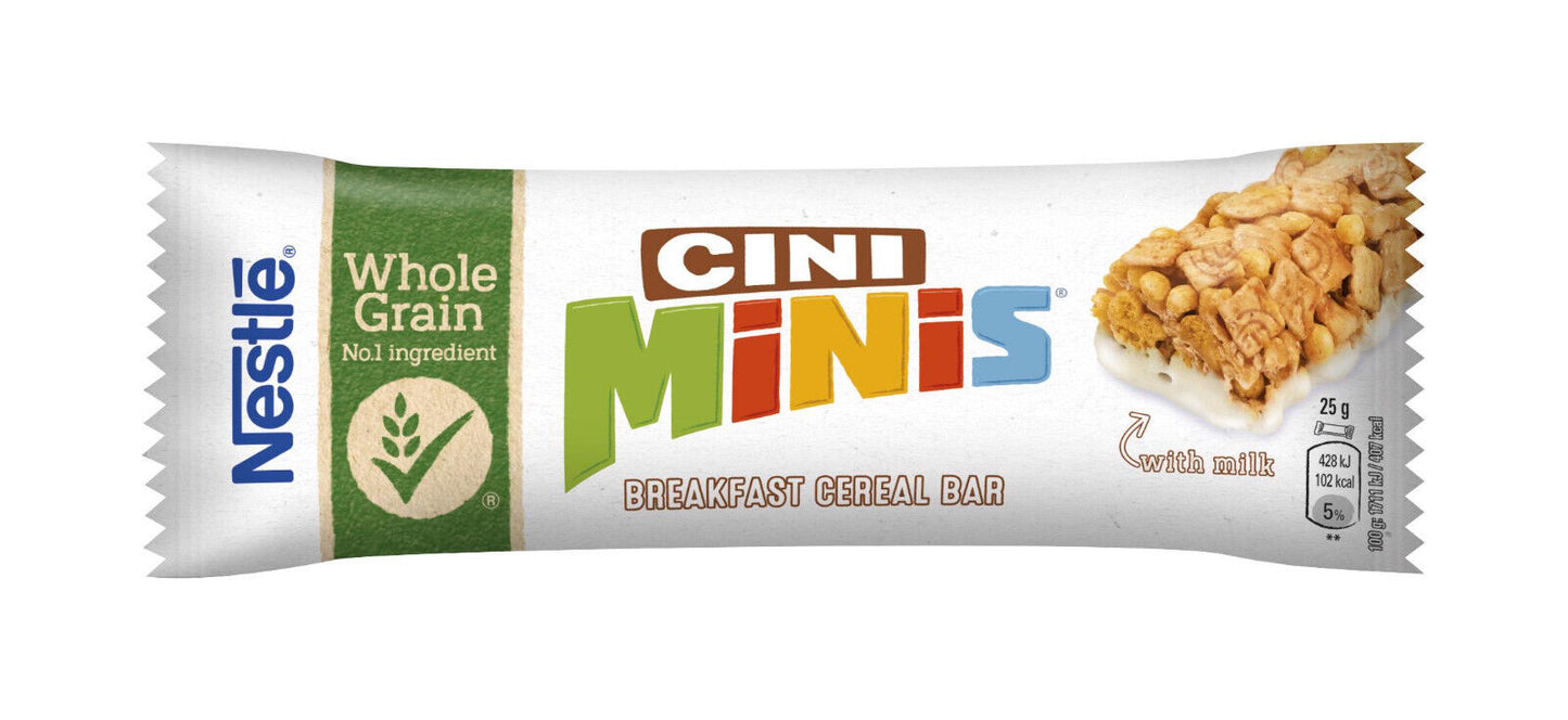24 x NESTLE CINI MINIS Cinnamon Breakfast Cereal Bars Healthy Tasty Snacks