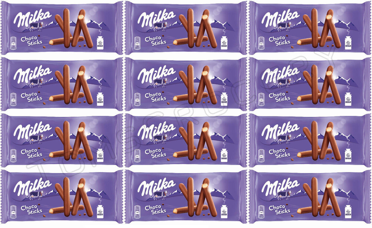 12 MILKA CHOCO STICKS Milk Chocolate Covered Cookies 112g