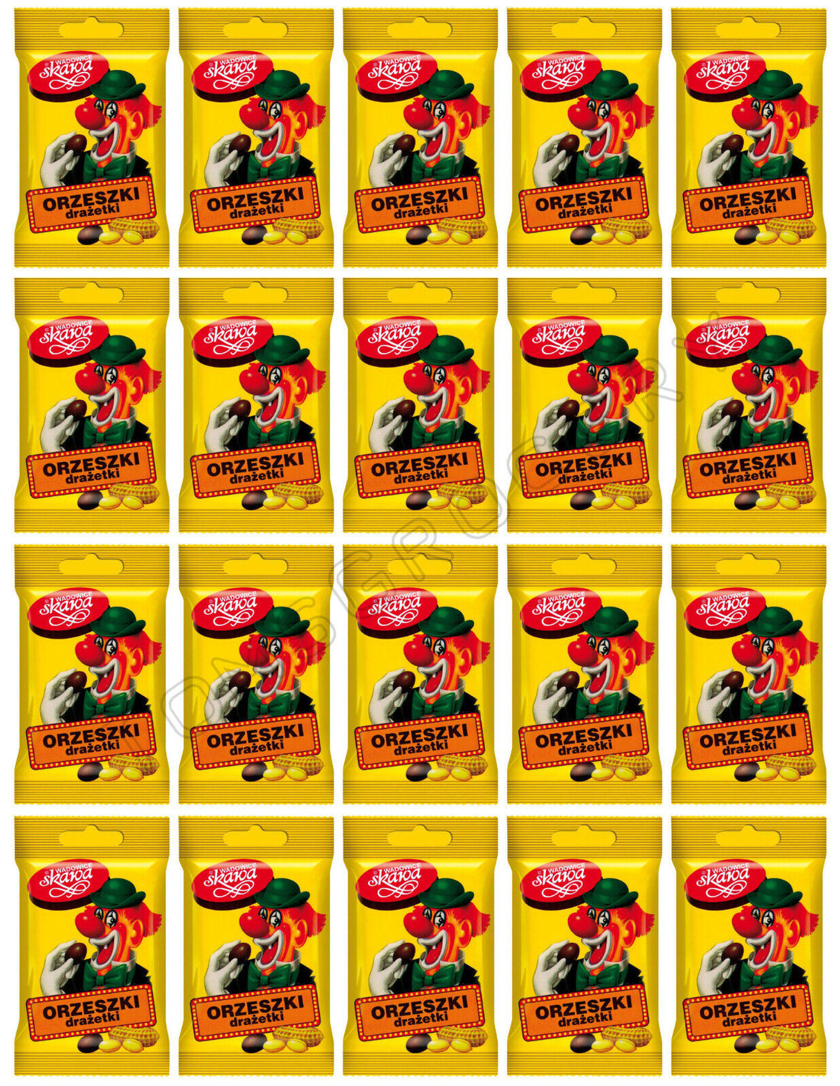 24 CLOWN Retro Dragee Chocolate Covered Peanuts Candy Skawa 70g