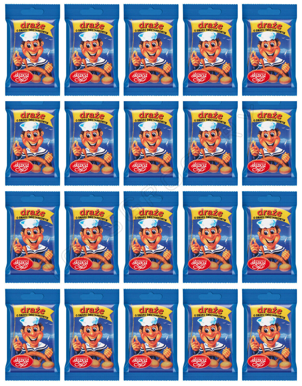 20 SKAWA SAILOR Dragee Bags White Chocolate Balls Sweet Cream Candy Treats 70g