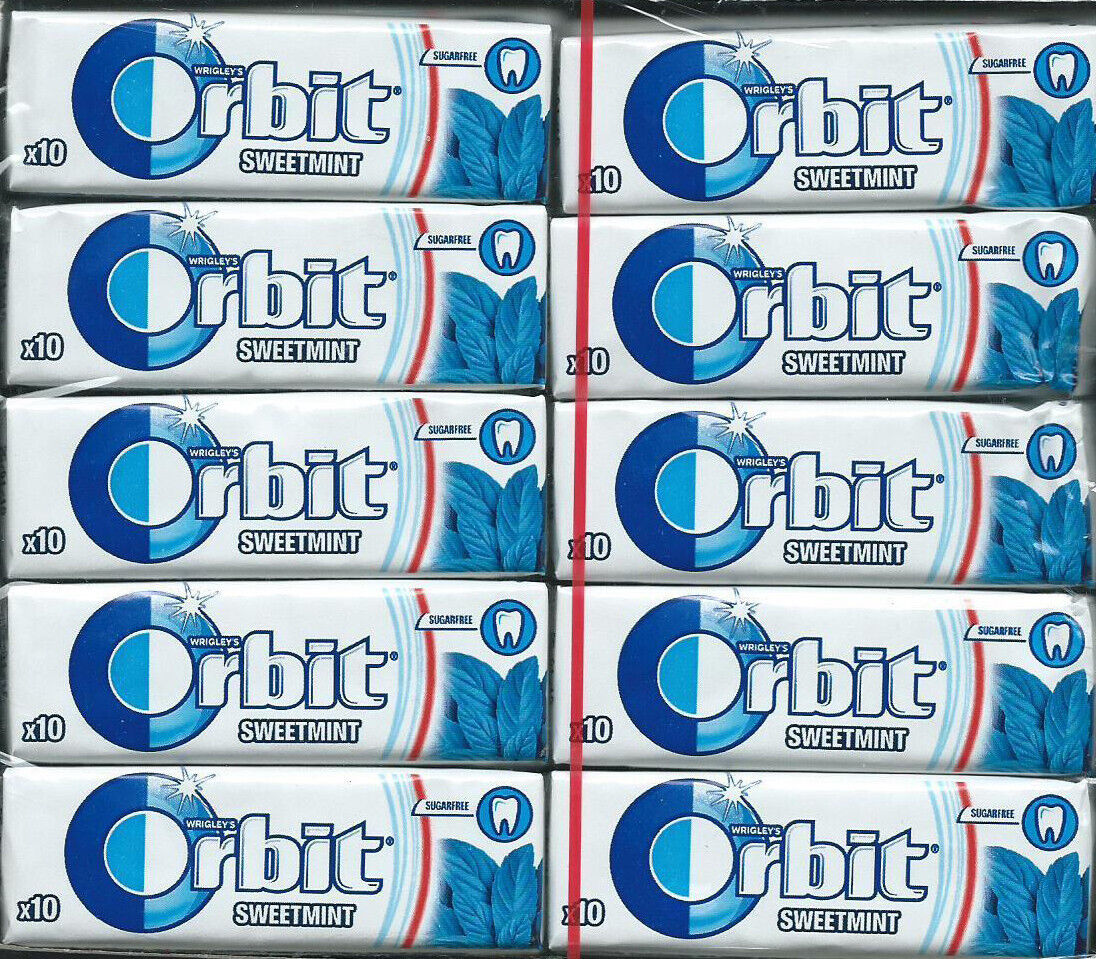 10 x WRIGLEY'S ORBIT SWEET MINT Flavor Sugarfree Chewing Gum 14g 0.49oz