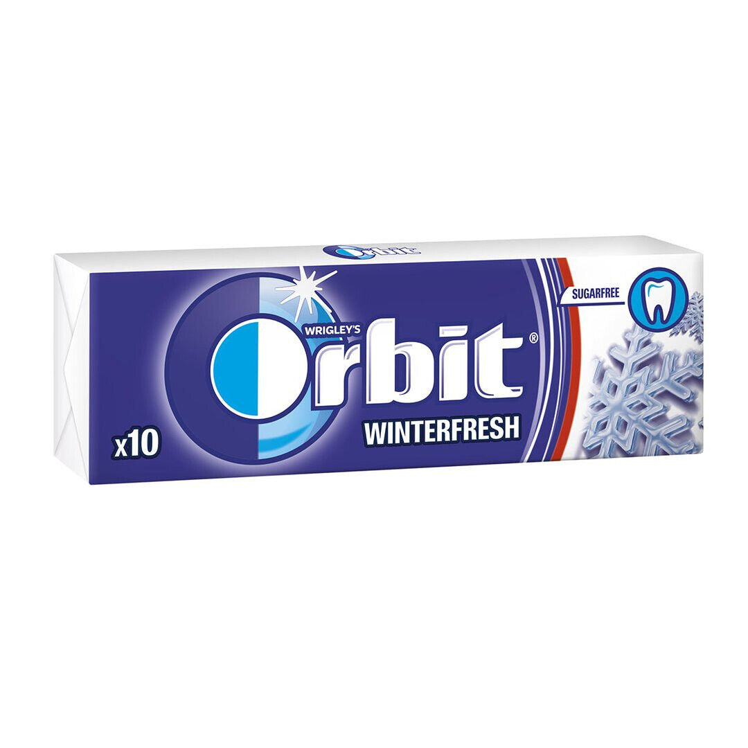 10 x WRIGLEY'S ORBIT WINTERFRESH Flavor Sugarfree Chewing Gum 14g 0.49oz