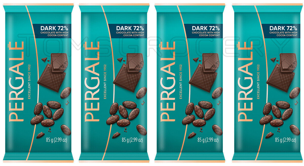 4 PERGALE 72% Cacao Dark Chocolate Bars 85g 3oz