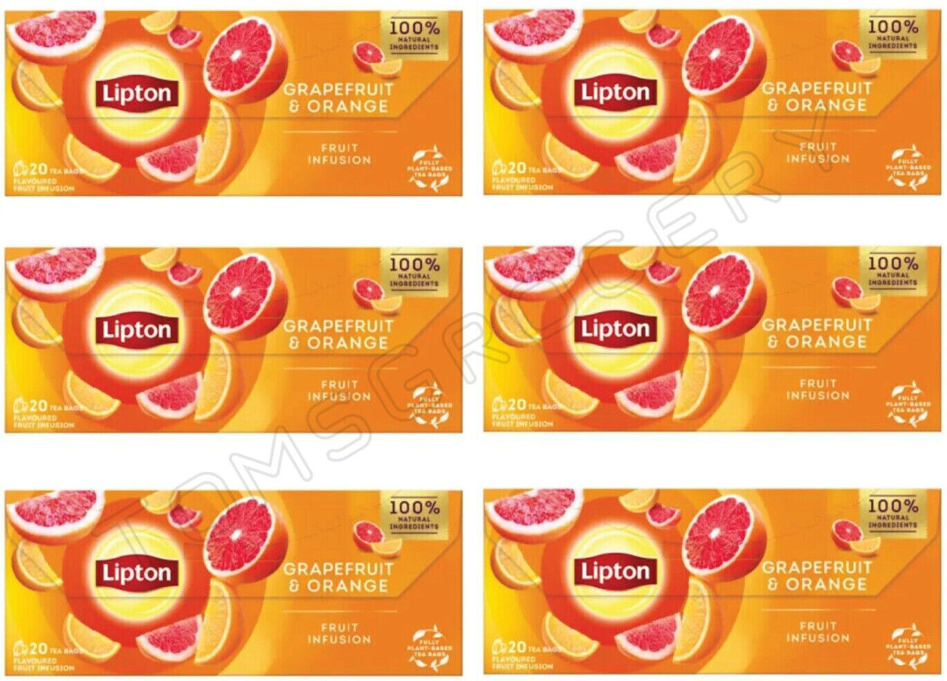 6 x LIPTON GRAPEFRUIT & ORANGE Flavor Fruit Infusion Tea Boxes (120 servings)