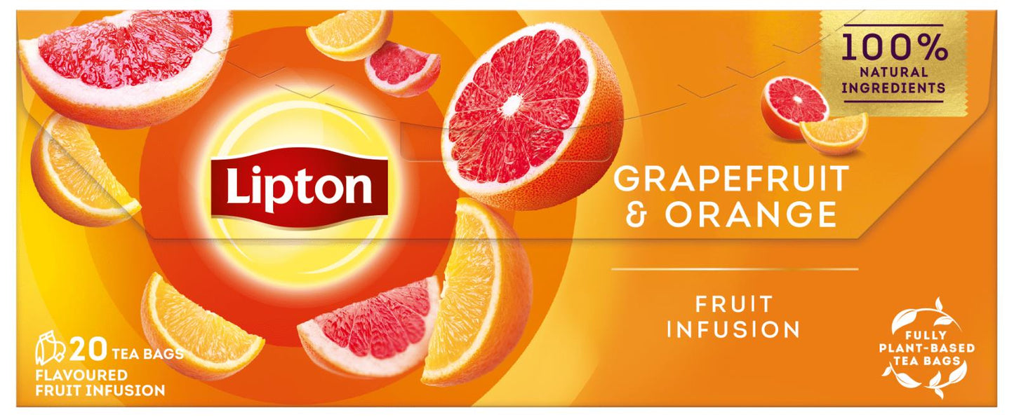 6 x LIPTON GRAPEFRUIT & ORANGE Flavor Fruit Infusion Tea Boxes (120 servings)