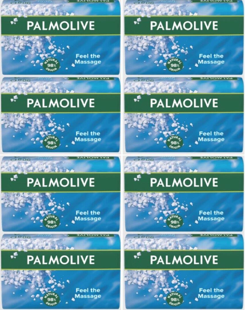8 PALMOLIVE NATURALS FEEL THE MASSAGE 98% Natural Origin Bar Soaps With Sea Salt