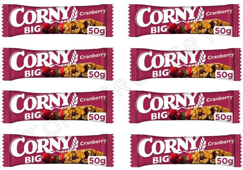 8 x CORNY BIG CRANBERRY Flavor Healthy Energy Breakfast Cereal Bars 50g 1.8 oz
