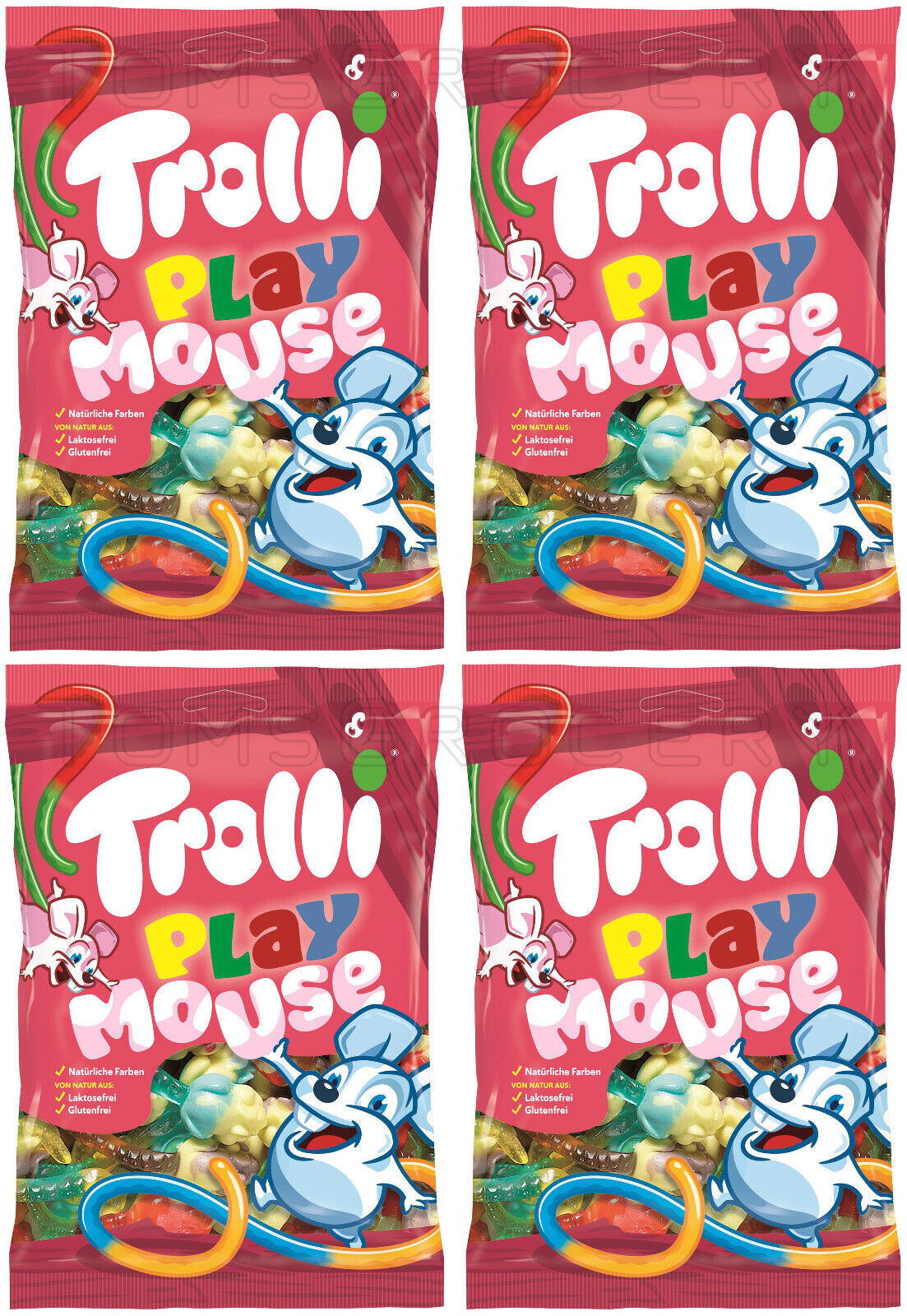4 x TROLLI PLAY MOUSE Natural Gummies German Sweets Candy Treats 200g 7oz